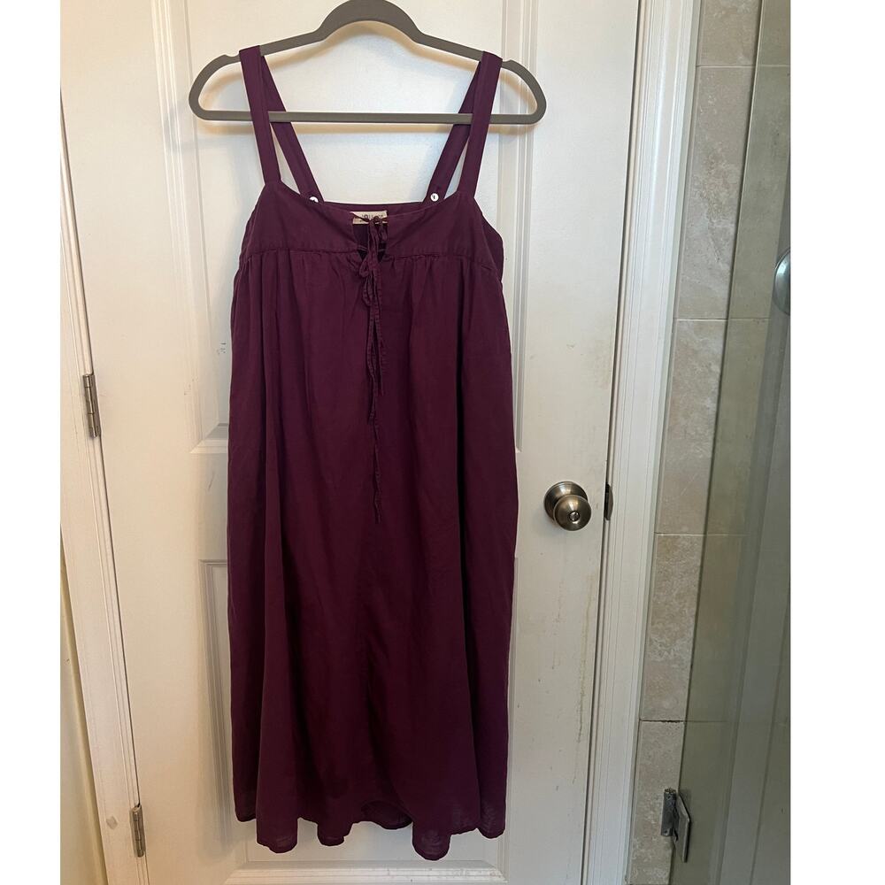 Natural Life Boho Chic purple cotton midi Dress XS/S flowy spaghetti straps